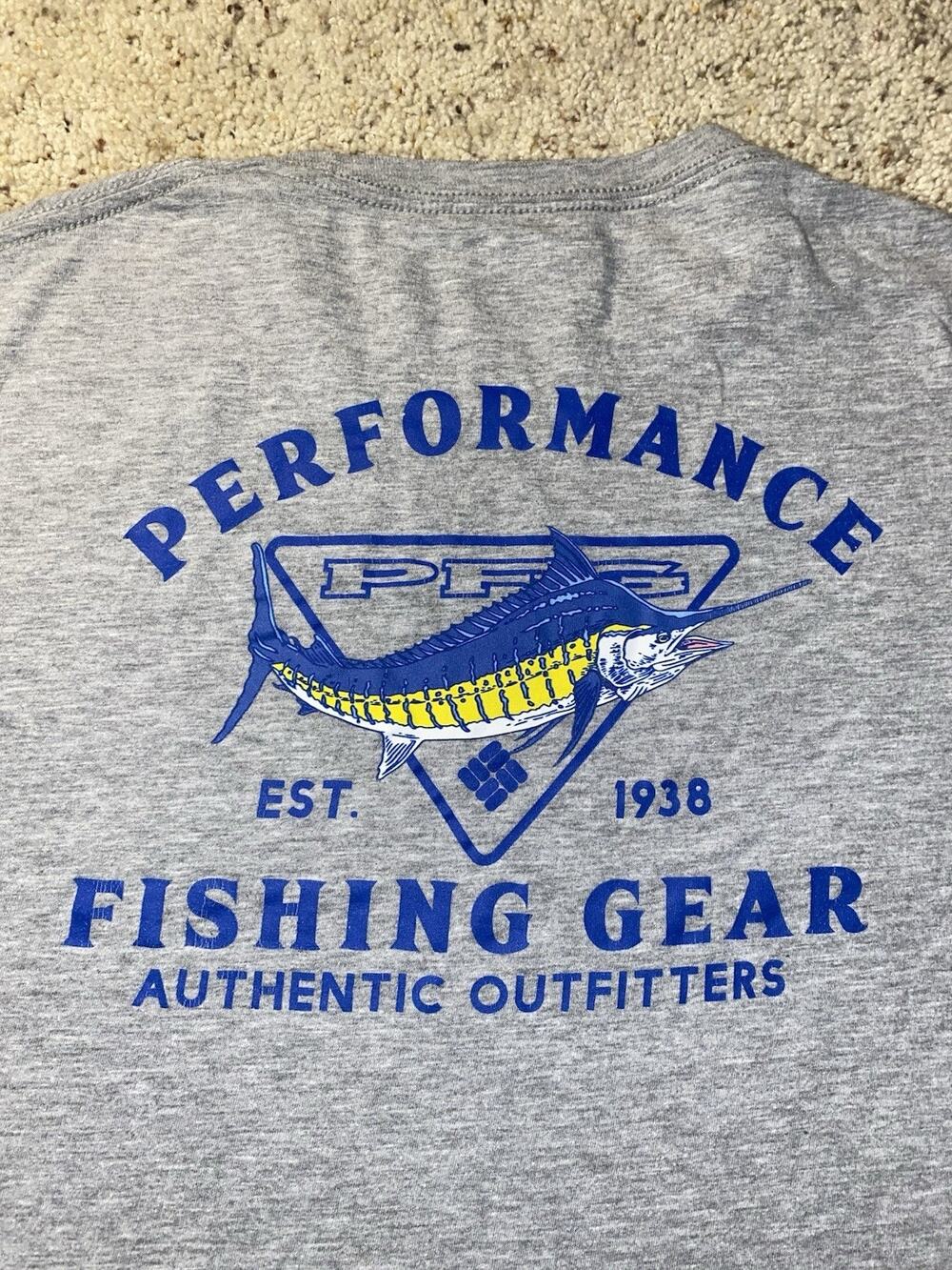 Columbia Performance Fishing Gear Mens Size Large Beach Marlin Logo Tee Shirt